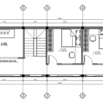 Bản vẽ mặt bằng công năng chi tiết tầng 2 mẫu nhà phố 2 tầng 5x15m diện tích sàn 75m2.