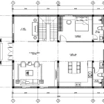 Bản vẽ bố trí công năng tầng 1 mẫu biệt thự 2 tầng diện tích 135m2 gồm phòng khách và bếp ăn rộng rãi.
