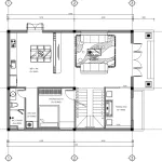 Bản vẽ bố trí công năng tầng 1 biệt thự tân cổ điển 2 tầng diện tích 106m2.