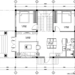 Bản vẽ bố trí công năng tầng 1 mẫu nhà 2 tầng mái Nhật diện tích 90.0m2 với 2 phòng ngủ.