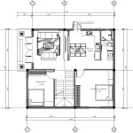 Bản vẽ chi tiết mặt bằng công năng tầng 1 mẫu nhà mái Nhật 2 tầng tân cổ điển diện tích 95m2.
