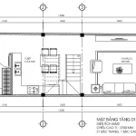 Bản vẽ mặt bằng công năng tầng 1 mẫu nhà phố 3 tầng hiện đại diện tích 55m2 có phòng ngủ.