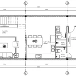 Bản vẽ bố trí công năng tầng 1 mẫu nhà phố 2 tầng hiện đại diện tích 90m2.