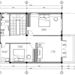 Bản vẽ bố trí công năng tầng 2 mẫu nhà 2 tầng mái Thái đẹp diện tích 90m2