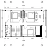 Bản vẽ bố trí công năng tầng 2 mẫu nhà 2 tầng hiện đại 8x11m diện tích 88m2.