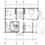 Bản vẽ mặt bằng tầng 2 mẫu nhà mái Nhật 2 tầng diện tích thiết kế 95 m2.