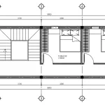 Bản vẽ mặt bằng tầng 2 mẫu nhà ống 2 tầng hiện đại diện tích 81m2 có phòng thờ và 2 phòng ngủ.