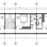 Chi tiết mặt bằng tầng 2 mẫu nhà phố 2 tầng hiện đại bố trí 3 phòng ngủ và phòng thờ trang nghiêm.