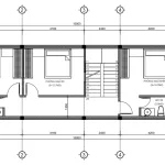 Bản vẽ chi tiết mặt bằng tầng 2 mẫu nhà phố 2 tầng 1 tum 5x15m với diện tích sàn 81m2.