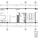 Bản vẽ bố trí công năng tầng 2 mẫu nhà phố 3 tầng tân cổ điển diện tích 61m2.