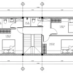 Bản vẽ bố trí công năng tầng 2 mẫu nhà phố 2 tầng 1 tum hiện đại diện tích 73.5 m2.