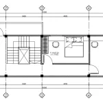 Bản vẽ bố trí công năng tầng 2 mẫu nhà phố 3 tầng 1 lửng hiện đại diện tích 74m2.