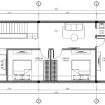 Bản vẽ bố trí công năng tầng 2 mẫu nhà phố 2 tầng hiện đại diện tích 95m2.