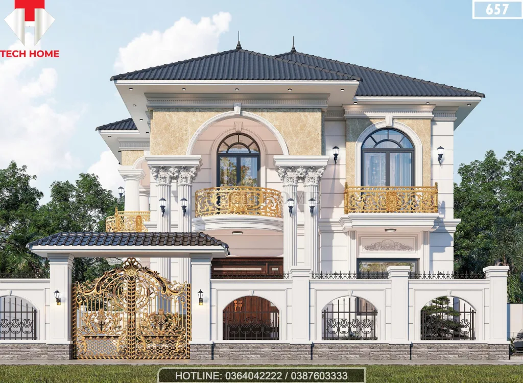 Tổng thể mẫu biệt thự 2 tầng tân cổ điển