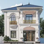 Phối cảnh mặt tiền biệt thự tân cổ điển 2 tầng mái Nhật sang trọng tại Hải Phòng.