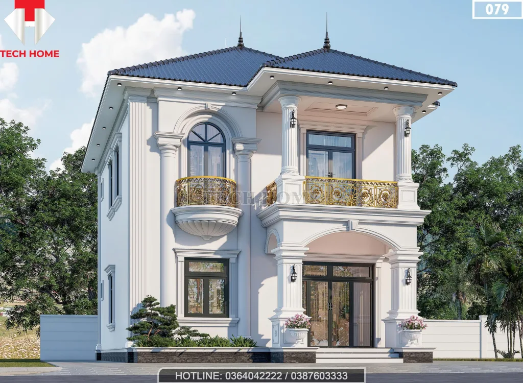 Góc nghiêng biệt thự tân cổ điển 2 tầng