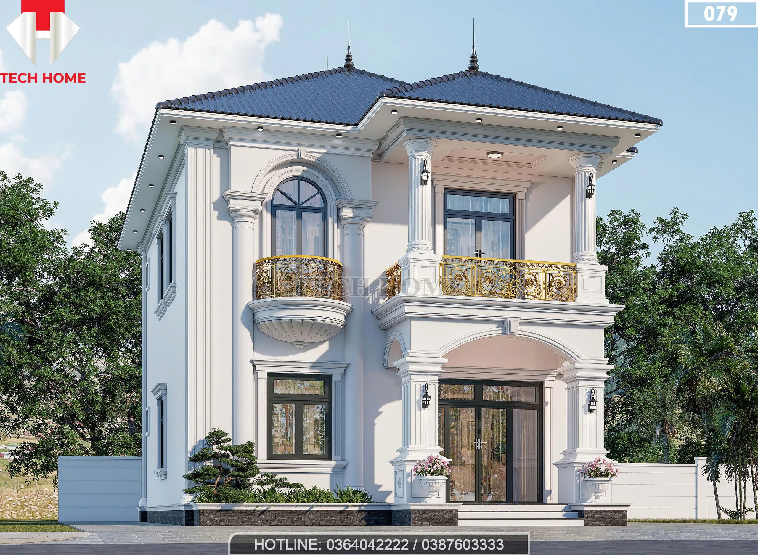 Góc nghiêng biệt thự tân cổ điển 2 tầng