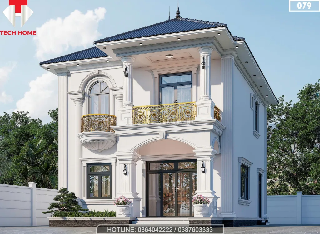 Góc nghiêng biệt thự tân cổ điển 2 tầng