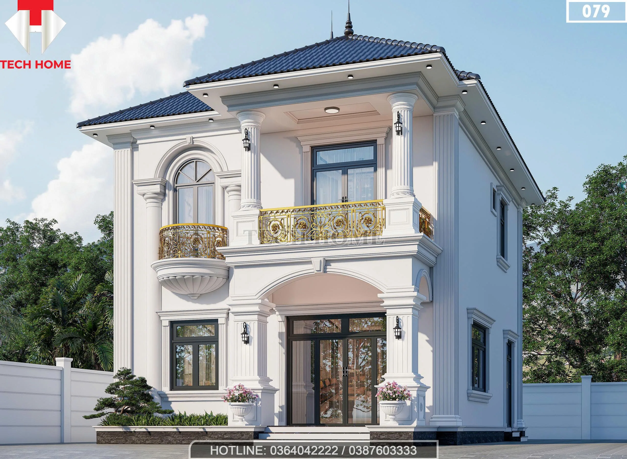 Góc nghiêng biệt thự tân cổ điển 2 tầng