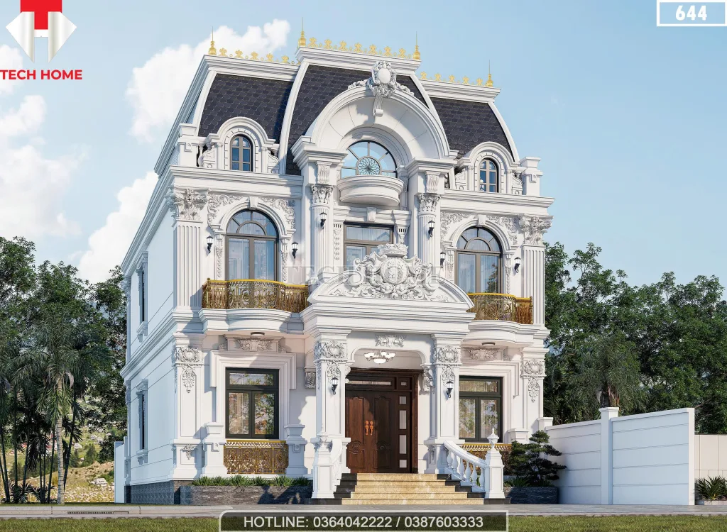 Góc nghiêng mẫu biệt thự 2 tầng tân cổ điển