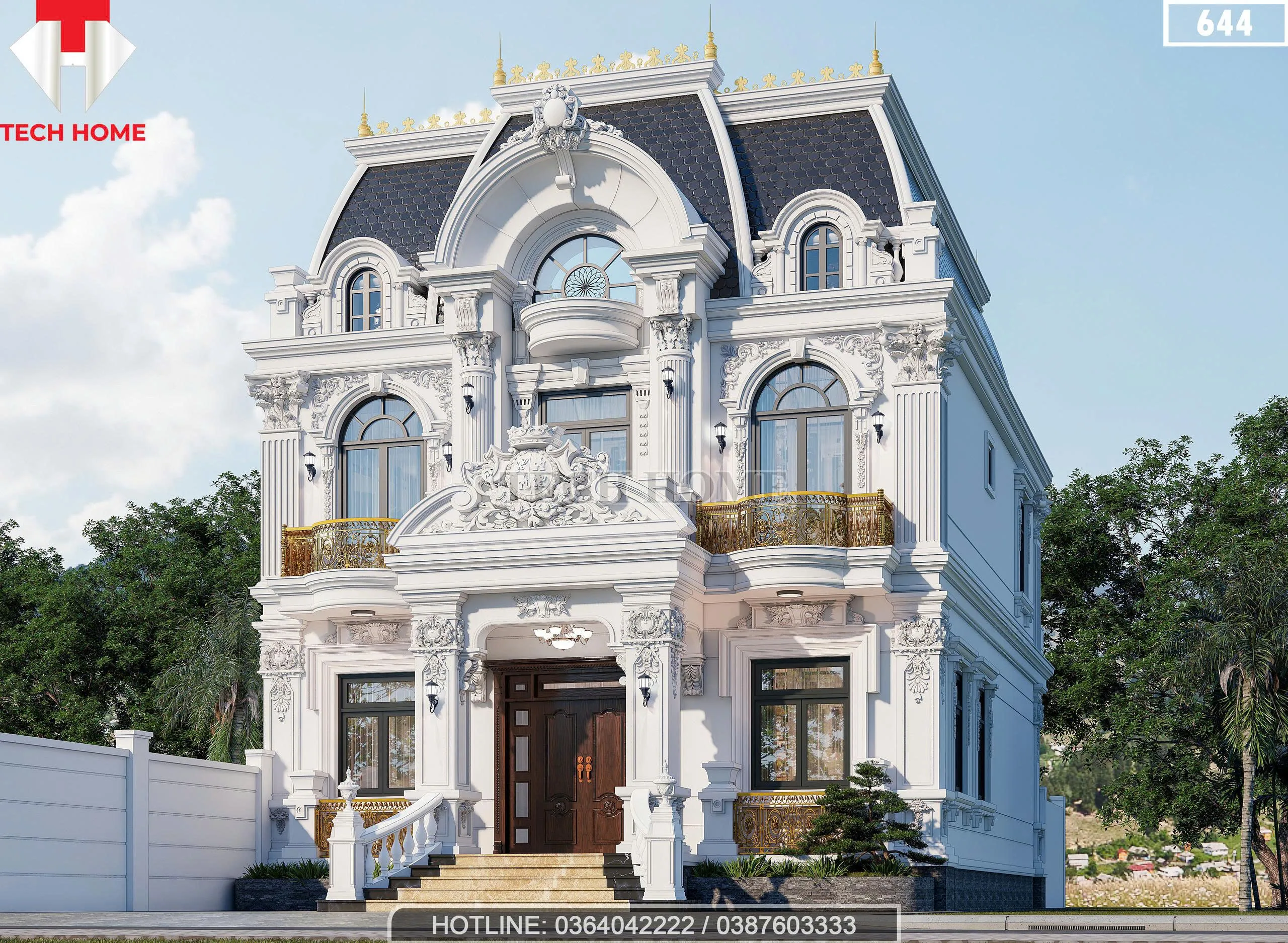 Góc nghiêng mẫu biệt thự 2 tầng tân cổ điển