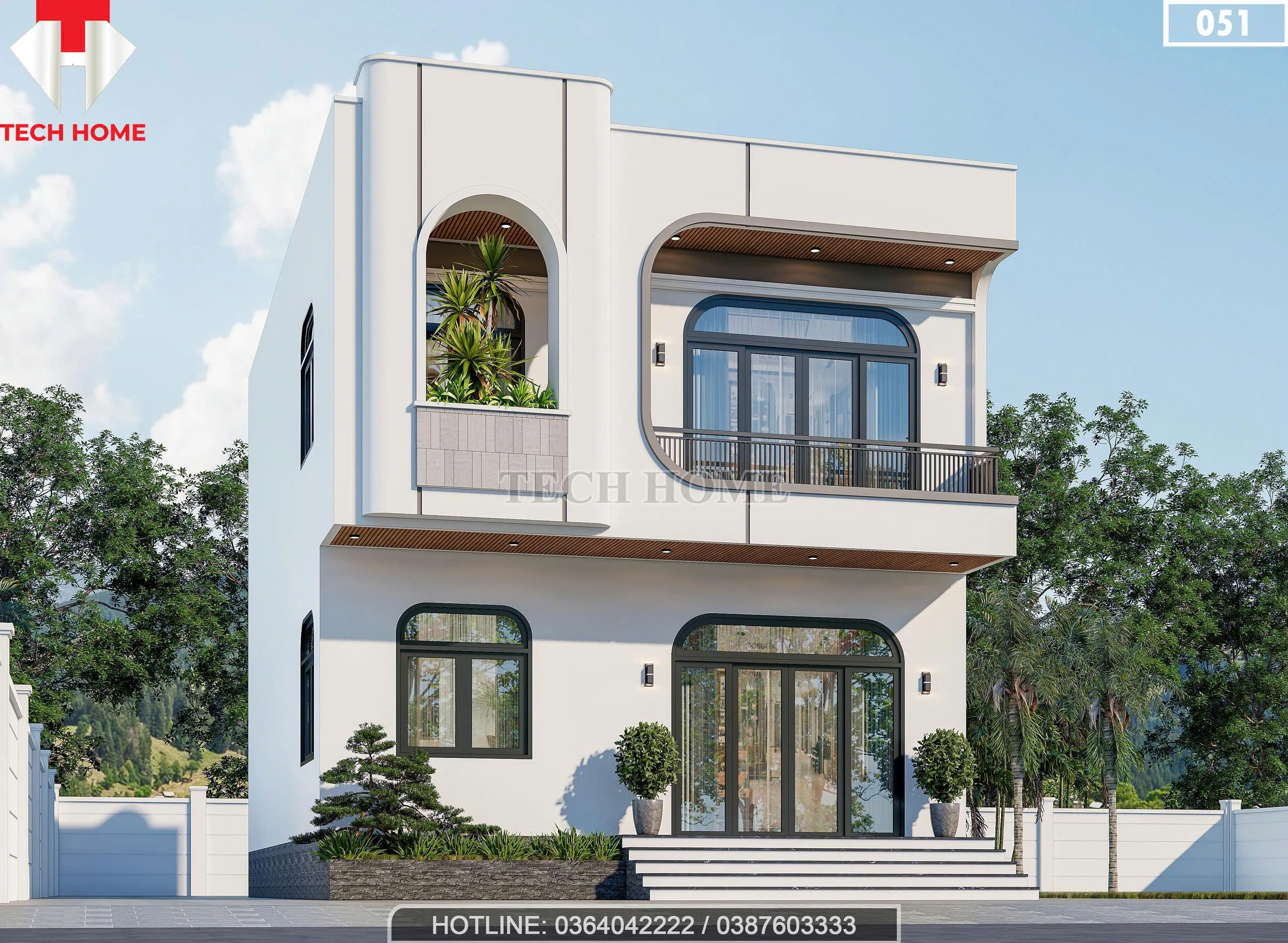 Góc nghiêng mẫu nhà 2 tầng hiện đại 8x11m