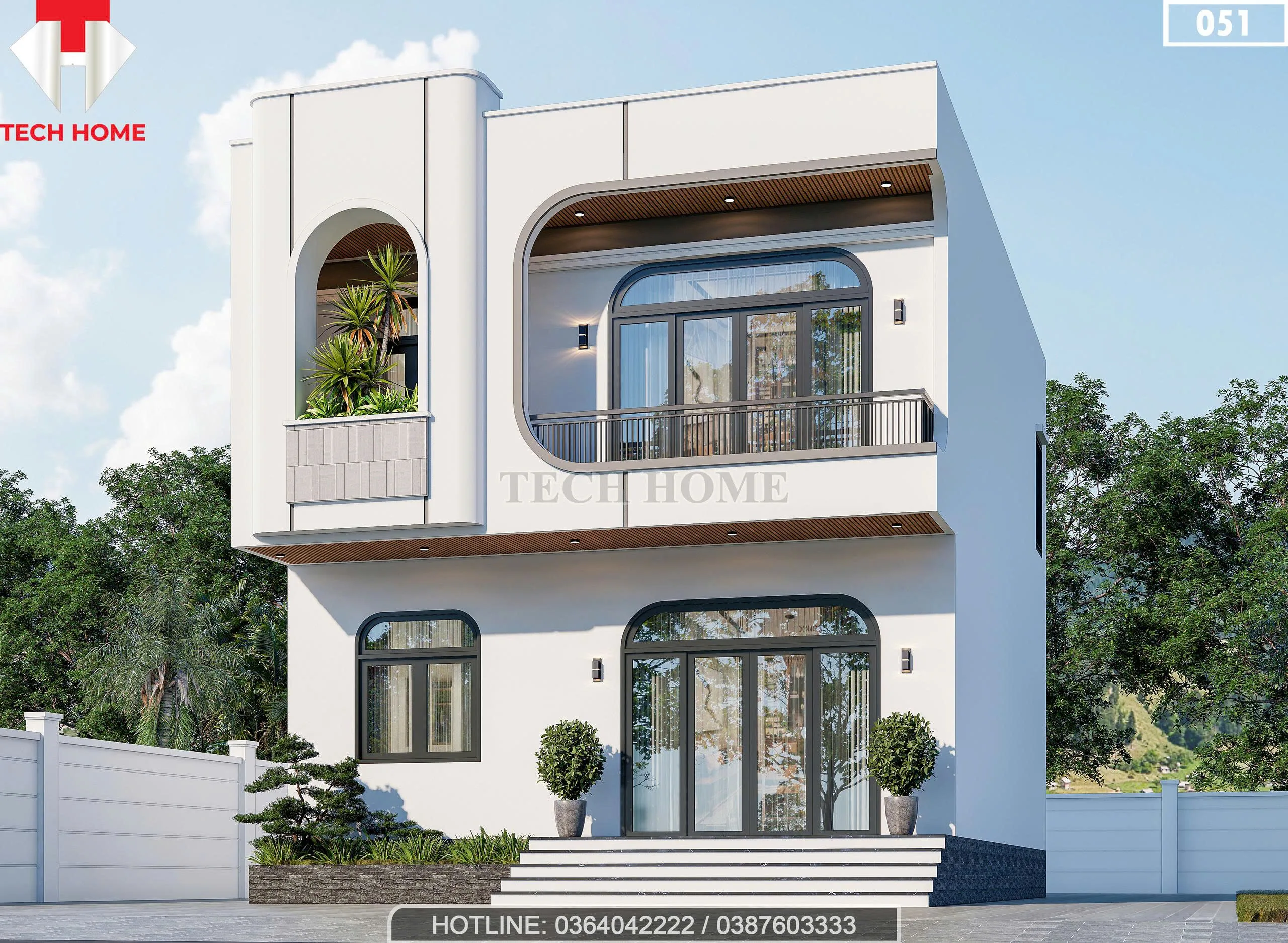 Góc nghiêng mẫu nhà 2 tầng hiện đại 8x11m