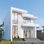 Góc nhìn nghiêng mẫu nhà 2 tầng hiện đại