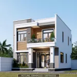 Góc nghiêng mẫu nhà 2 tầng mái bằng hiện đại