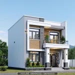 Góc nghiêng mẫu nhà 2 tầng mái bằng hiện đại