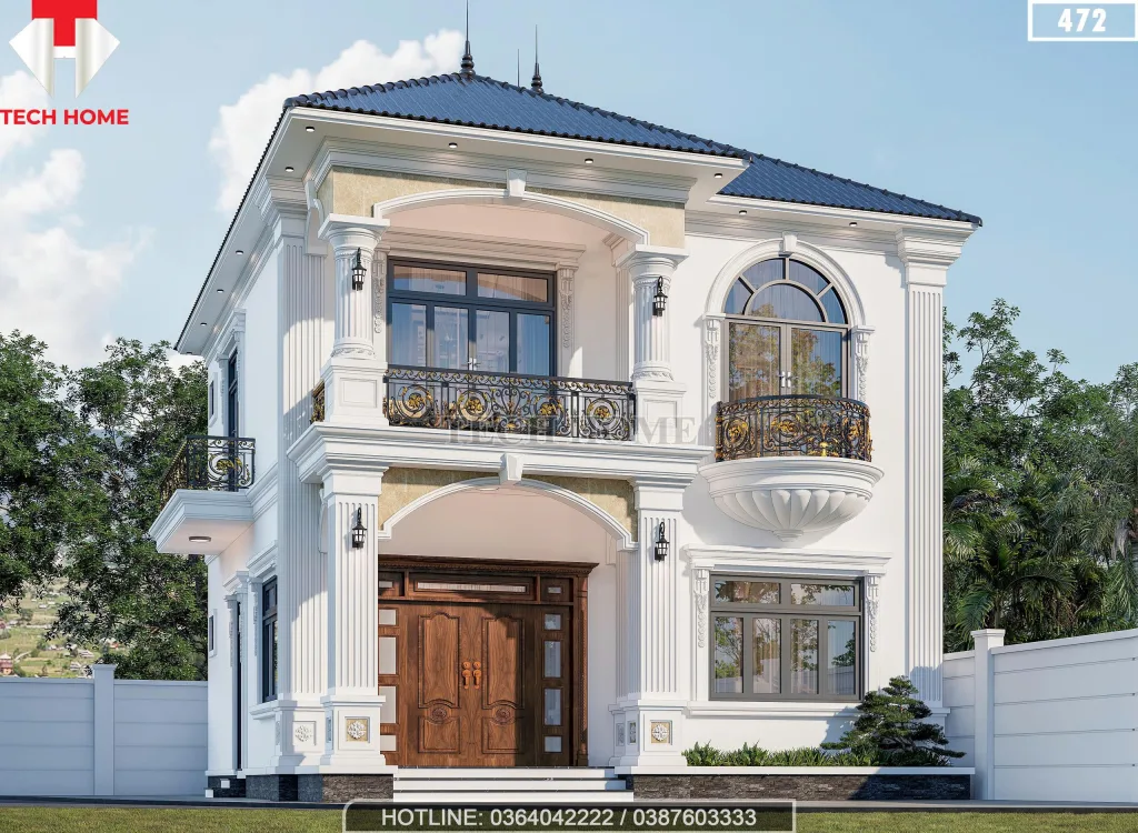 Góc nghiêng nhà mái Nhật 2 tầng tân cổ điển