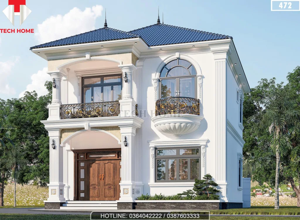 Góc nghiêng nhà mái Nhật 2 tầng tân cổ điển