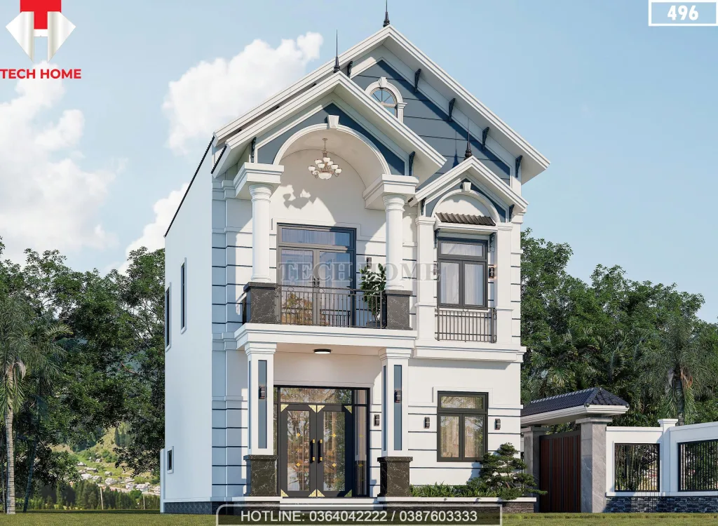 Góc nghiêng mẫu nhà 2 tầng mái Thái đẹp