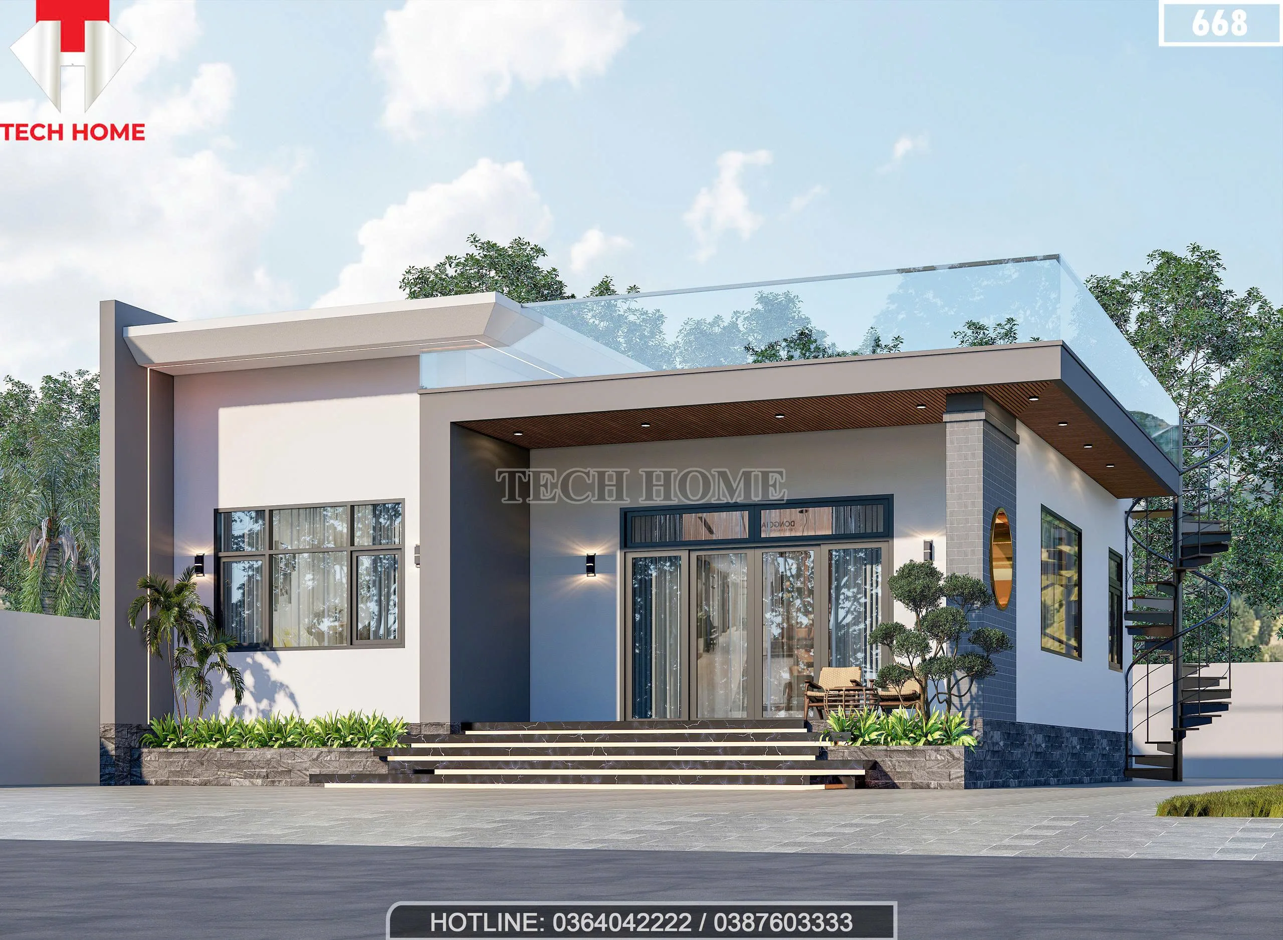 Góc nghiêng mẫu nhà cấp 4 hiện đại 3 phòng ngủ