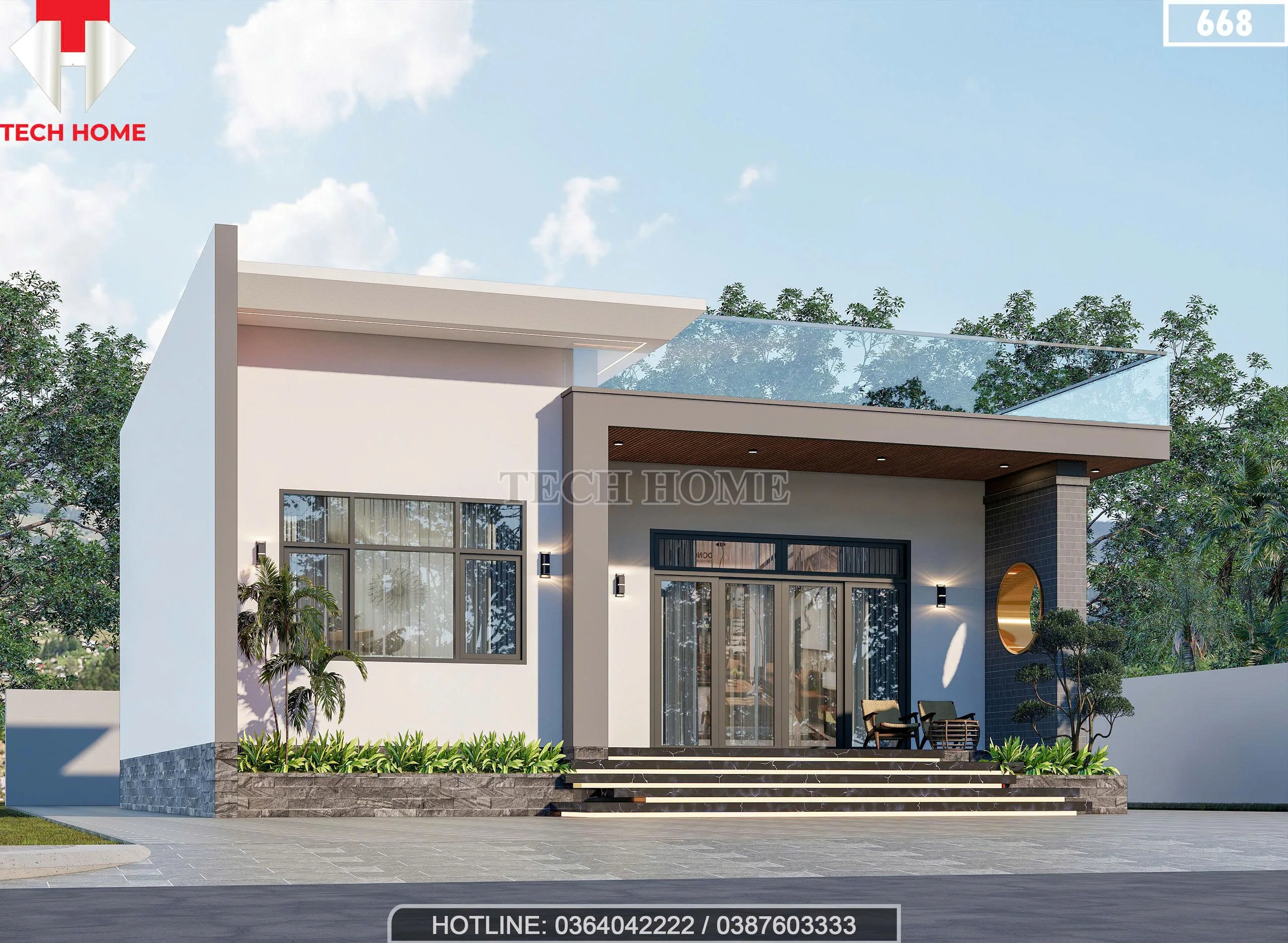 Góc nghiêng mẫu nhà cấp 4 hiện đại 3 phòng ngủ