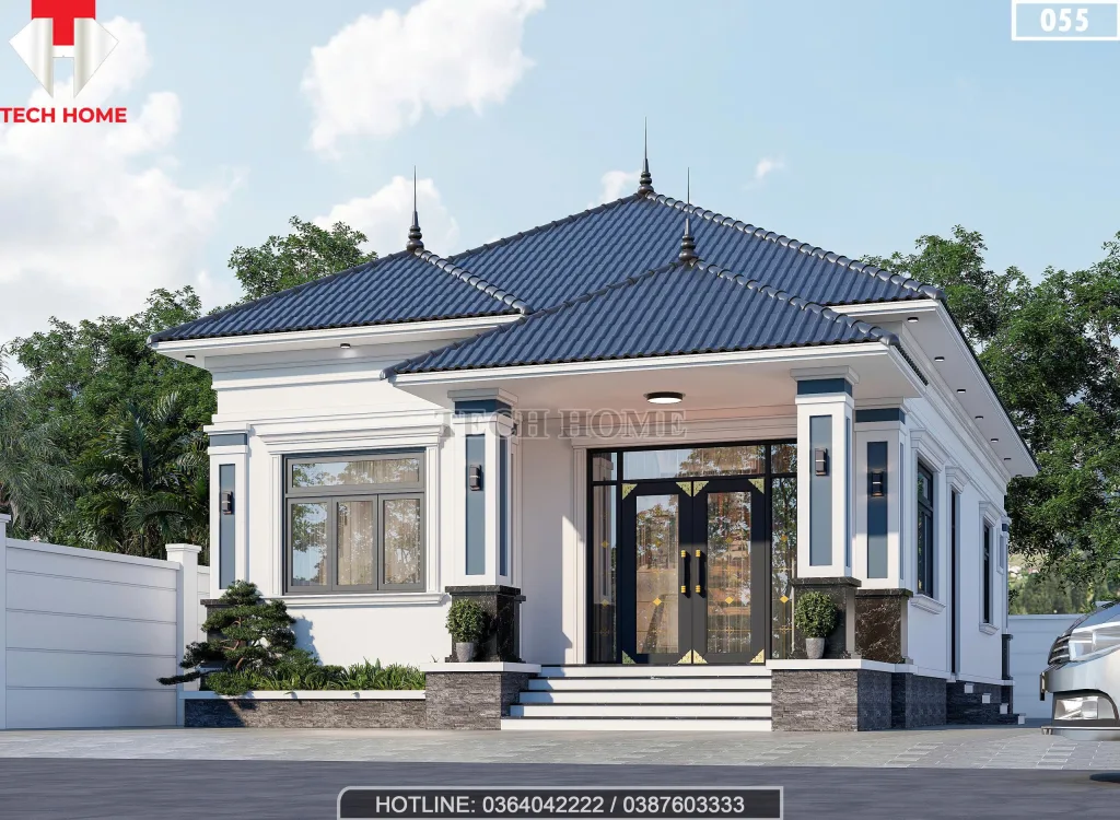 Góc nghiêng mẫu nhà cấp 4 mái nhật 3 phòng ngủ