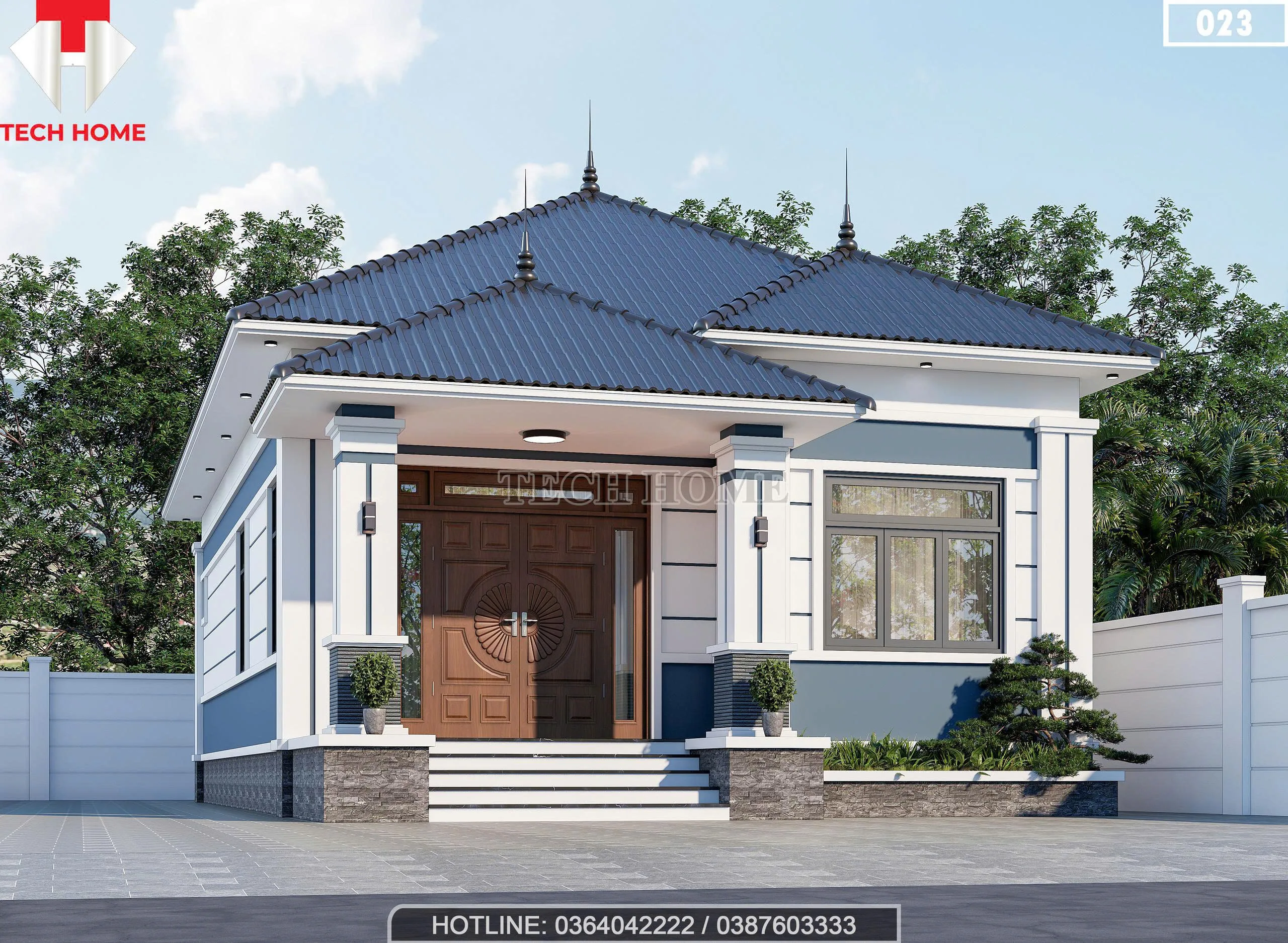 Góc nghiêng mẫu nhà cấp 4 mái Nhật 3 phòng ngủ