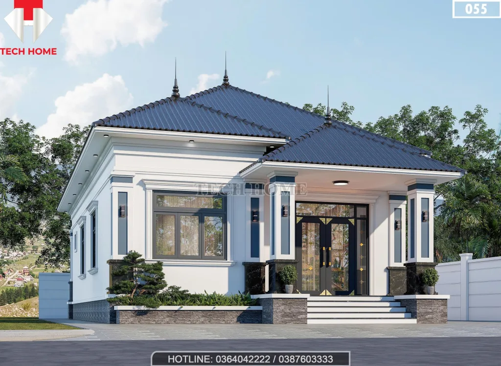 Góc nghiêng mẫu nhà cấp 4 mái nhật 3 phòng ngủ