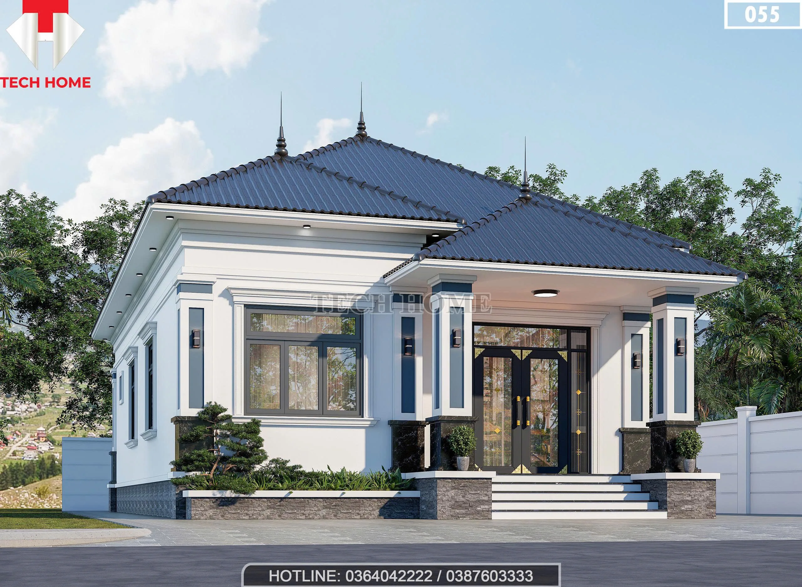 Góc nghiêng mẫu nhà cấp 4 mái nhật 3 phòng ngủ