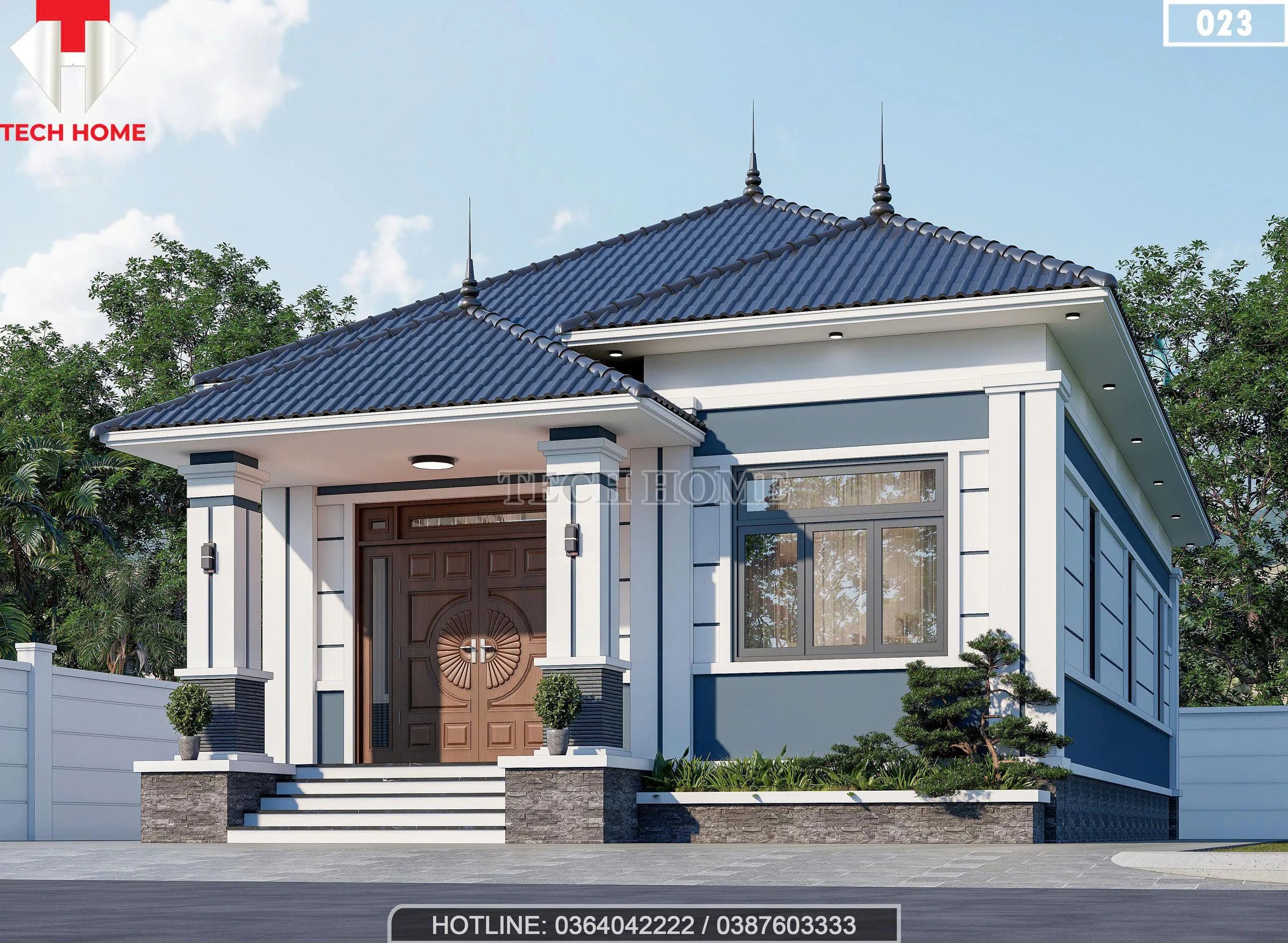 Góc nghiêng mẫu nhà cấp 4 mái Nhật 3 phòng ngủ