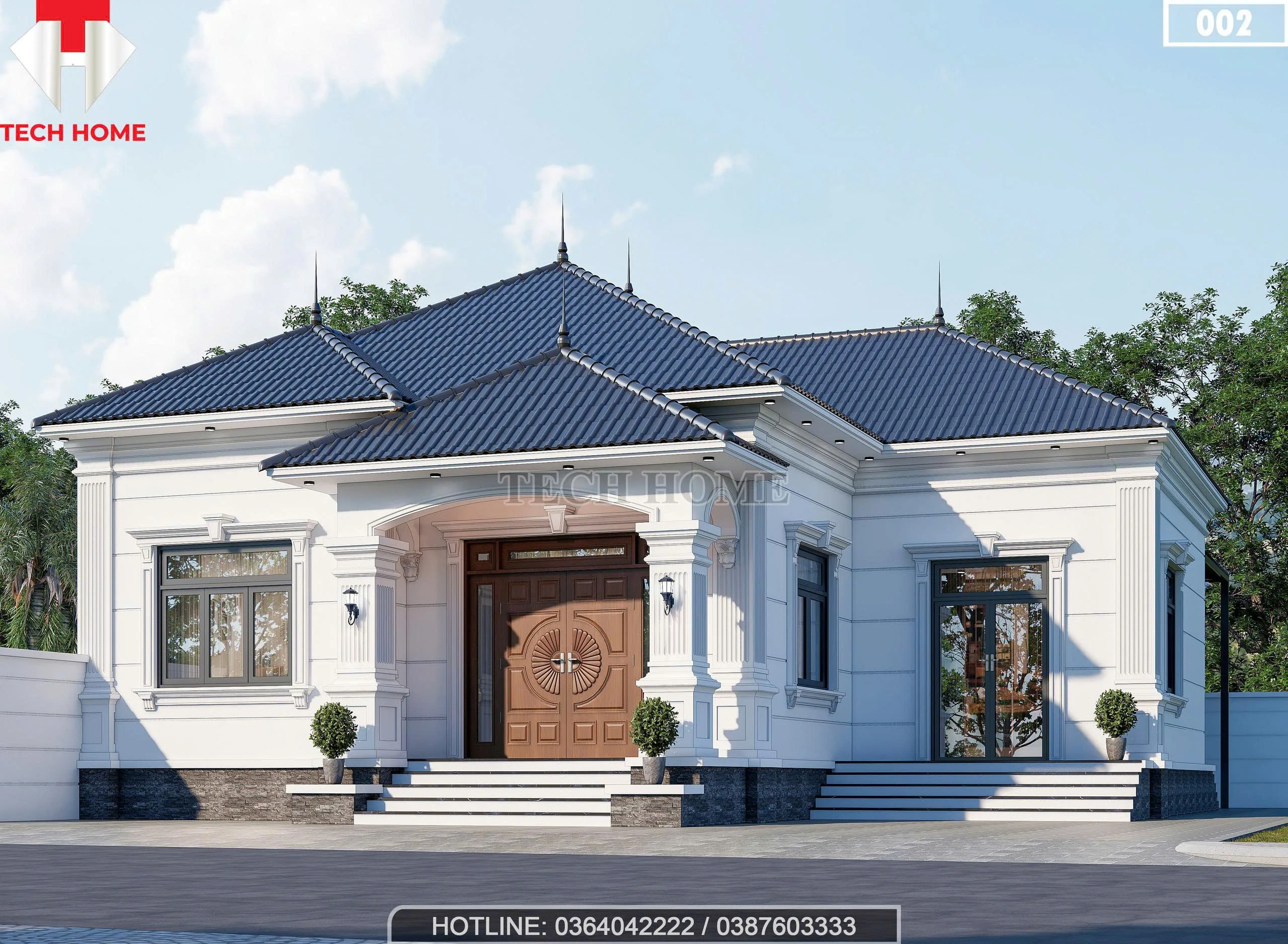 Góc nghiêng mẫu nhà cấp 4 mái Nhật 4 phòng ngủ