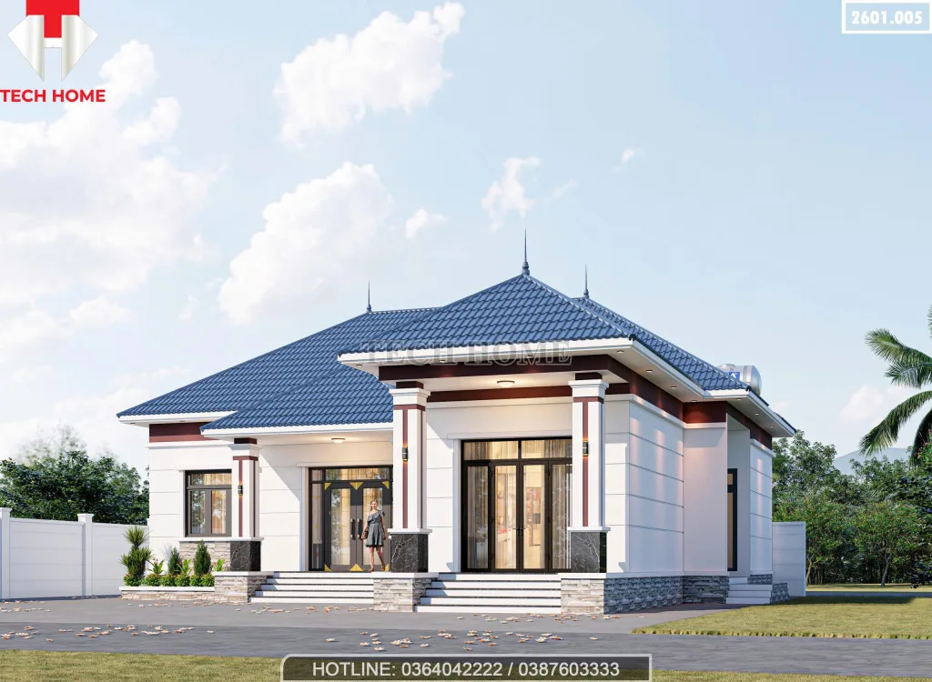 góc nghiêng mẫu nhà cấp 4 mái Nhật 4 phòng ngủ