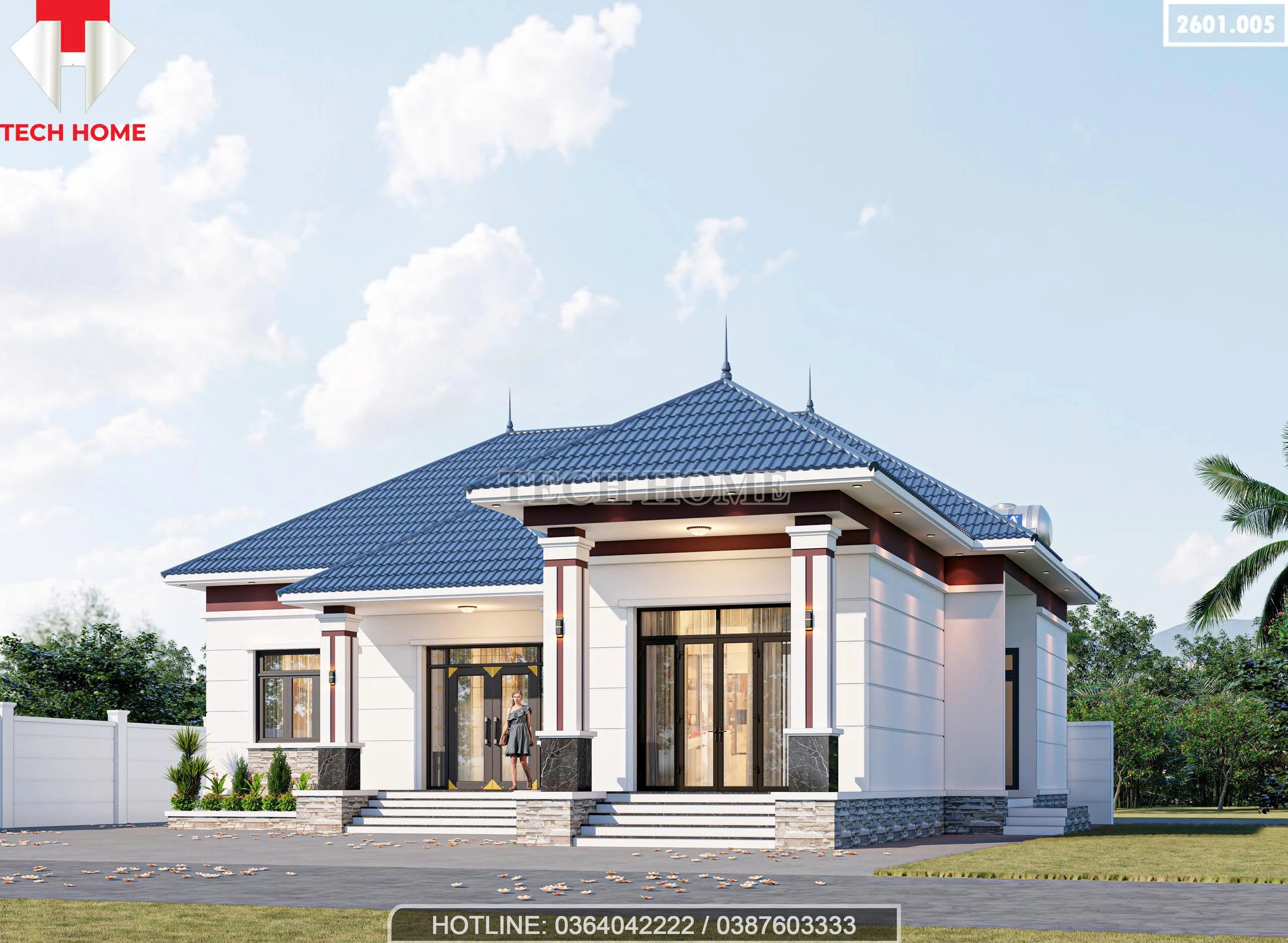 góc nghiêng mẫu nhà cấp 4 mái Nhật 4 phòng ngủ