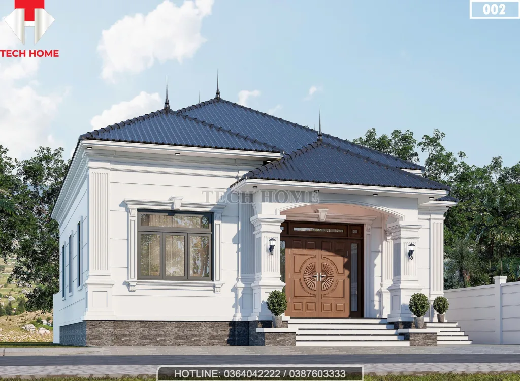 Góc nghiêng mẫu nhà cấp 4 mái Nhật 4 phòng ngủ