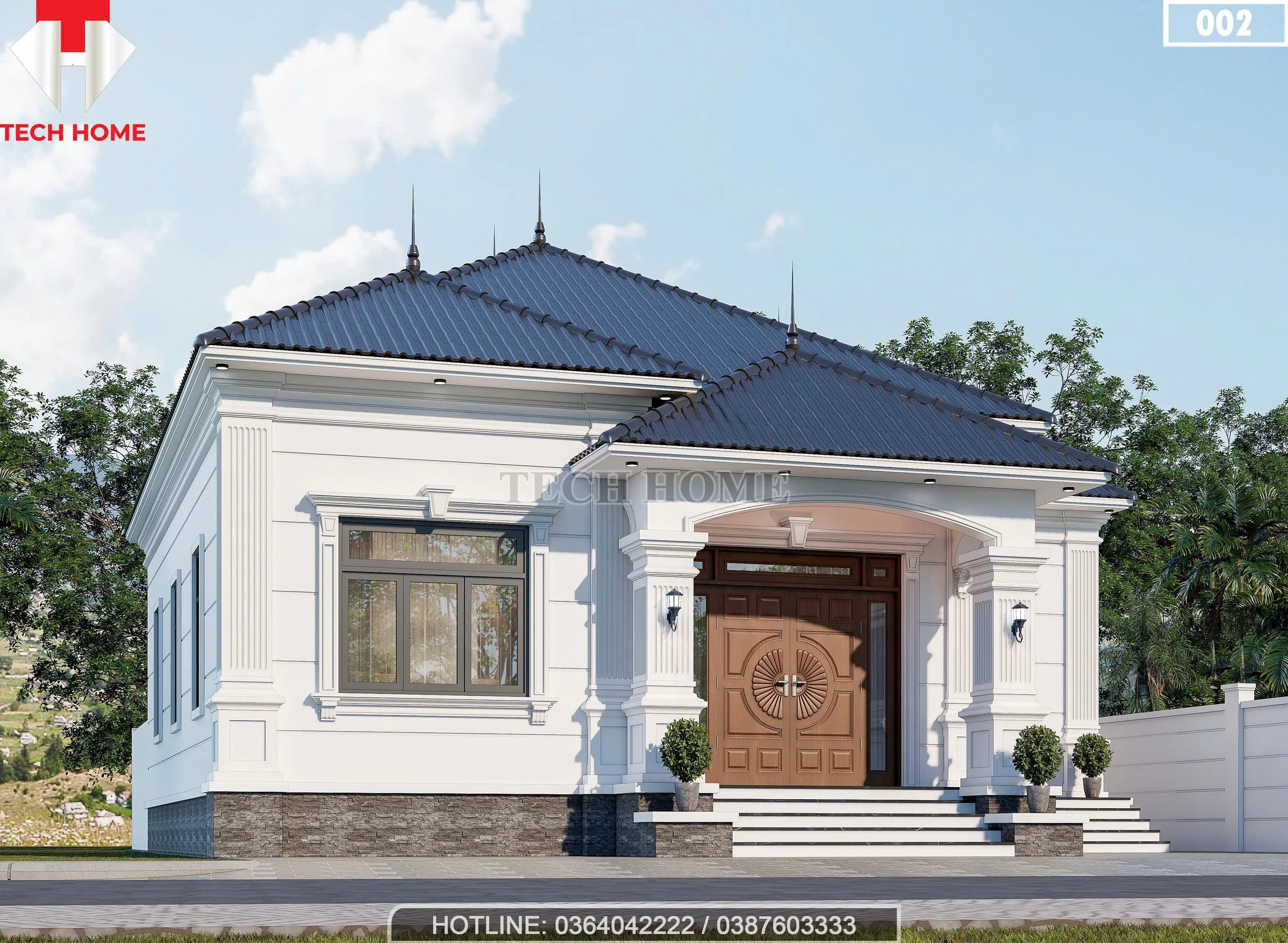 Góc nghiêng mẫu nhà cấp 4 mái Nhật 4 phòng ngủ