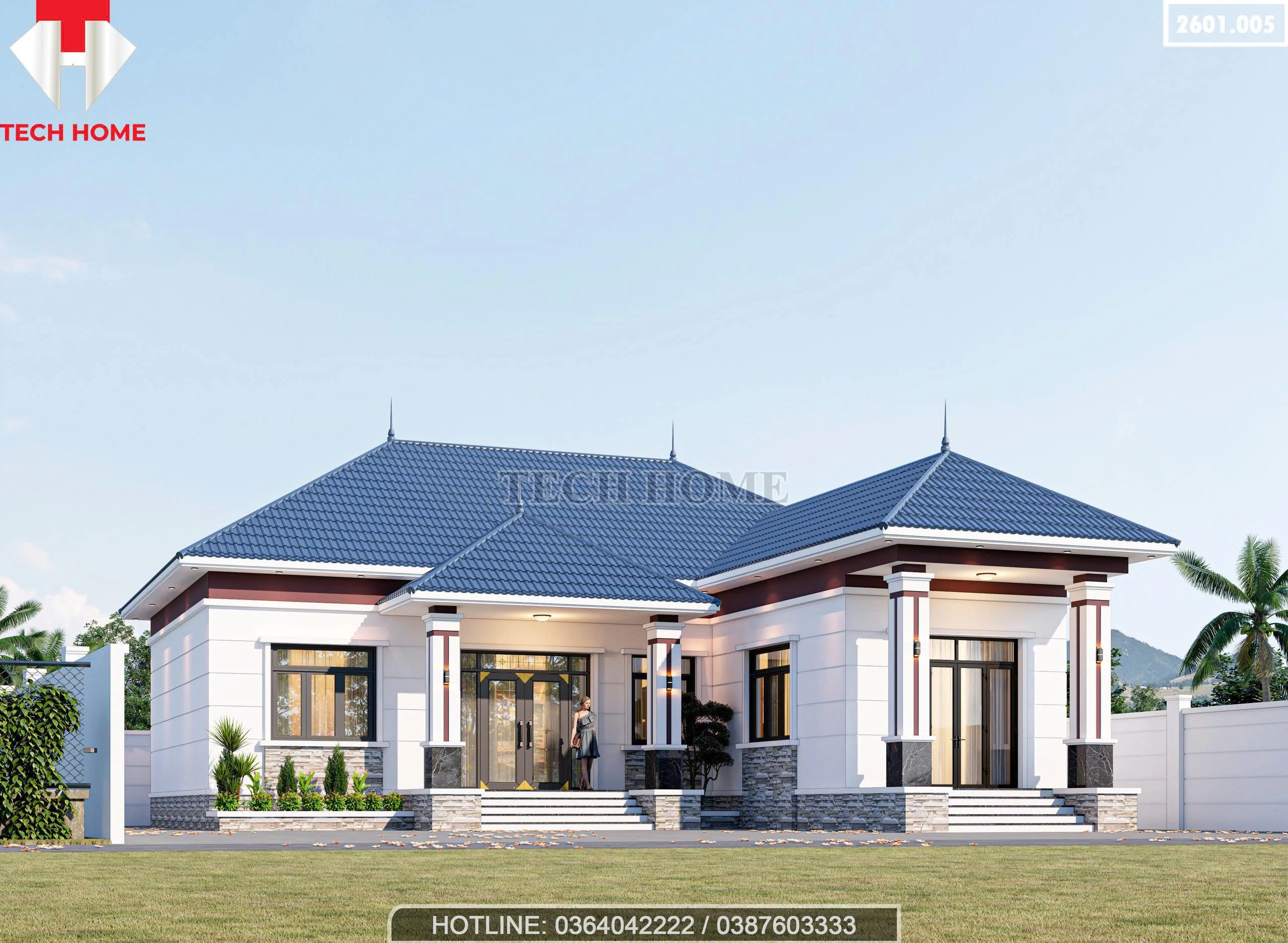 Góc nghiêng mẫu nhà cấp 4 mái Nhật 4 phòng ngủ