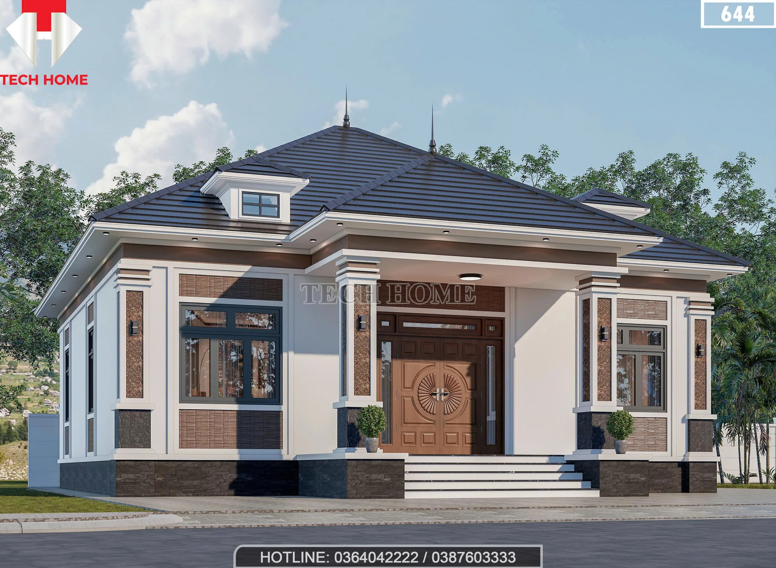 Góc nghiêng Mẫu nhà mái Nhật 1 tầng 3 phòng ngủ