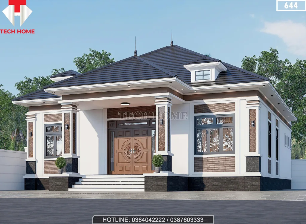 Góc nghiêng Mẫu nhà mái Nhật 1 tầng 3 phòng ngủ