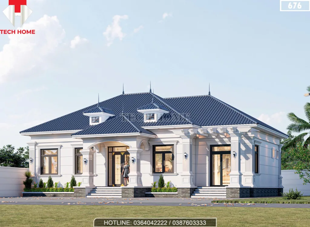 Góc nghiêng mẫu nhà mái Nhật 1 tầng 4 phòng ngủ