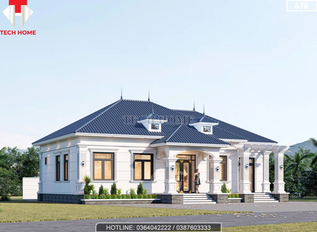 Góc nghiêng mẫu nhà mái Nhật 1 tầng 4 phòng ngủ